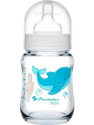Paşabahçe Borcam Emzikli Cam Biberon 120 Ml.(Desenli)