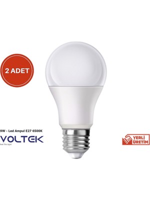 Voltek  LED Ampul E27 9W Beyaz ( 2 Adet )