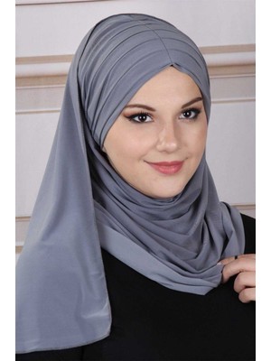 Moda Çizgi Pileli Şal  Gri