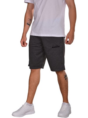 Diadora Mesa - Pamuklu Antrasit Spor Şort - Dıadoramesa