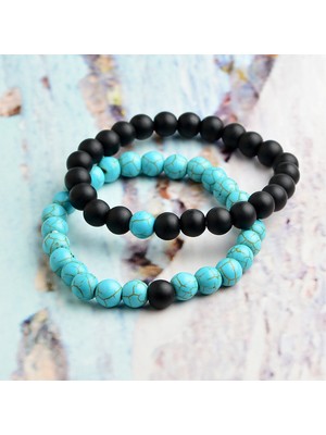 NehirTaş Sertifikalı   Havlit + Oniks Taşı 2 Adet Doğal Taş Bileklik