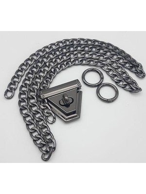 Angel Çanta Aksesuar Füme Renk Orta Kalınlık Zincir Set No:56