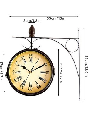 Sunsky Demir Retro Ana Sayfa Çift Side Asma Saati, Boyut: 8 Inç Tek Renkli 62450114A (Yurt Dışından)