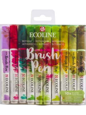 Ecoline : Fırça Uçlu Sulu Boya Kalem Seti : 10 Renk (Botanik Renkler)