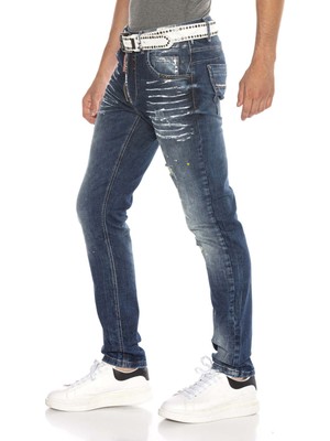 Cipo & Baxx CD658 Boyalı Yırtık Düşük Bel Kot Pantolon