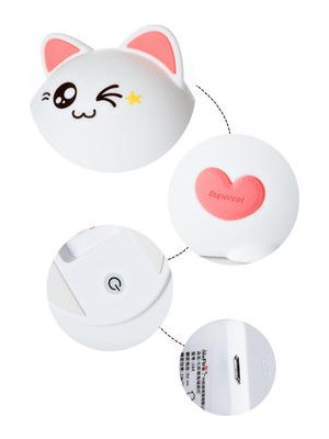 Xinhang LED Gece Lambası Kedi Hayvan USB Şarj Silikon Karikatür Kreş Lambası Bebek Gece Lambası Çocuk Doğum Günü Hediyesi Oyuncak | LED Gece Işıkları (Uzaktan Kumanda) (Yurt Dışından)