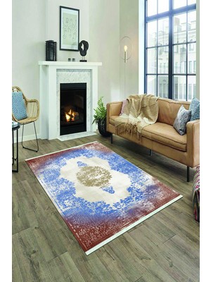 Napoli Home Dijital Baskılı Yıkanabilir Kaymaz Tabanlı Şık Salon Halısı ve Yolluk NH-HY-1124