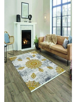 Napoli Home Dijital Baskılı Yıkanabilir Kaymaz Tabanlı Şık Salon Halısı ve Yolluk NH-HY-1109