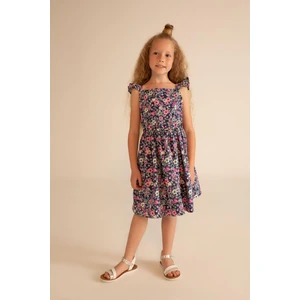 Kız Çocuk Kare Yaka Çiçekli Askılı Elbise X7634A622SM