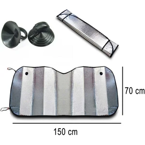 Çift Tarafı Metalize Alüminyum Güneşten Koruyucu Katlanır Sert Balonlu Lüx Ön Cam Güneşliği 140 x 70