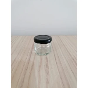 29 cc Şeffaf Cam Siyah Kapak Mini Kavanoz 100 Adet