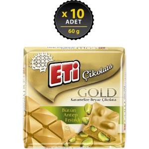 Gold Antep Fıstıklı Karamelize Beyaz Çikolata 60 g x 10 Adet