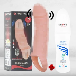 Dr. Love Titreşimli Penis Kılıfı 5cm Dolgulu Uzatmalı Prezervatif + Dr. Love