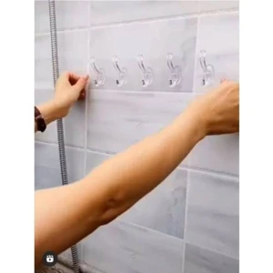 3 Adet Kendinden Yapışkanlı Güçlü Şeffaf 5'li Askılık - Kapı Arkası Mutfak Duvar Banyo Askı