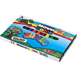 Nova Color Jumbo Mum Boya Üçgen 12 Renk Karton Kutu 12 Renk Crayon Novacolor Jumbo Üçgen Mum Boya 12 Renk