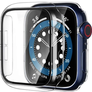 Apple Watch Series 7 41MM Kılıf Ekran ve Kasa Koruyucu 360 Tam Koruma Premium Kapak Sert Pc Metalik