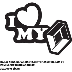 Rs Auto Aksesuar I Love My Reno Siyah 20 x 20 cm