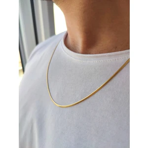 Paslanmaz Çelik Erkek Gold Renkli Italyan Ince Yassı Kolye