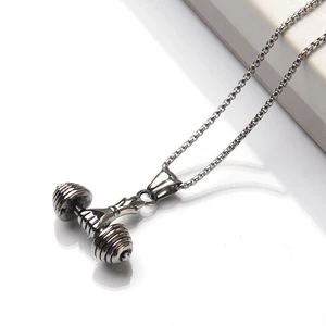 İdol Avm Erkek Kolye Çelik Sporcu Fitness Dambıl Takı Aksesuar K24 T5