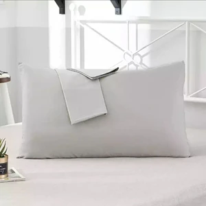 Gri Renkli Pamuklu Kumaştan Kapaklı Yastık Kılıfı (2 Adet) 50 x 70 cm