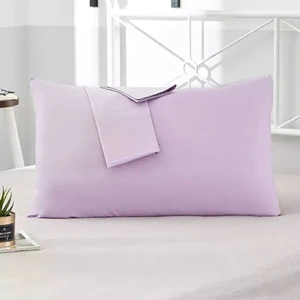 Lila Renkli Pamuklu Kumaştan Kapaklı Yastık Kılıfı (2 Adet) 50 x 70 cm