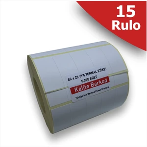 20X40 Yanayana 5 Li Termal Etiket | 15 Rulo Barkod Etiketi