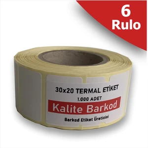30X20 Termal Etiket | 6 Rulo Barkod Etiketi