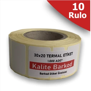 30X20 Termal Etiket | 10 Rulo Barkod Etiketi