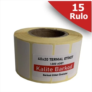 40X20 Termal Etiket | 15 Rulo Barkod Etiketi