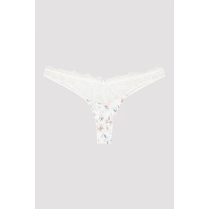 Beyaz Fırfırlı V Görünümlü Dantelli Brazilian Külot