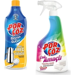 Kireç ve Pas Sökücü 1 lt + Porçöz Çok Amaçlı Sprey 750 ml Marsilya Sabunlu