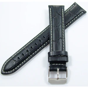 Ezgi Elektronik Bizon Deri Saat Kayişi 22MM Xl Siyah Saat Kordonu Beyaz Dikişli K
