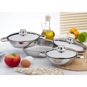 6 Parça Omlet Set Çelik Kapaklı