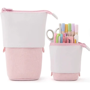 Katlanabilir Çizgili Kalemlik 8.5 x 6.5 x 18.6 cm - Pembe (Yurt Dışından)