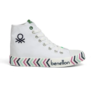 Benetton® | BN-30625-3374 Beyaz Lacivert - Kadın Spor Ayakkabı