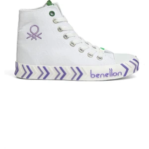 Benetton® | BN-30625-3374 Beyaz Lila - Kadın Spor Ayakkabı