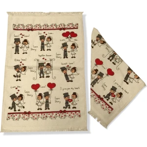40X60 cm Baskılı Düğün Temalı Havlu 6 Lı Paket