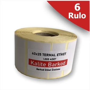 40X25 Termal Etiket| 6 Rulo Barkod Etiketi