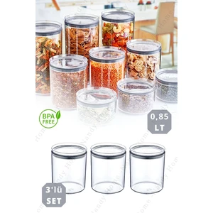 Nandy Home 0,85 Lt Sızdırmaz Kapak, Silikon Contalı Yuvarlak 3'lü Saklama Kabı Seti