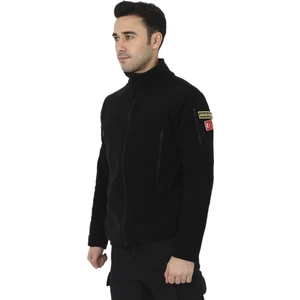 Asker Kolisi Erkek Siyah Taktik Polar Hırka - Outdoor Polis Poları