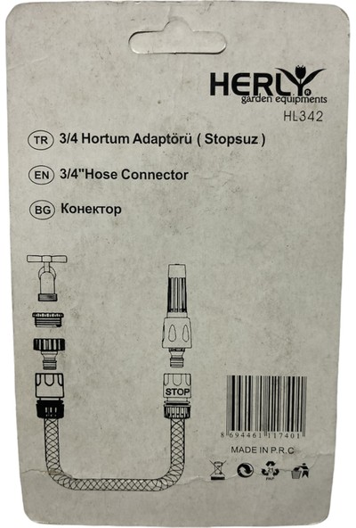 Herly 3/4 Hortum Jakı (Stopsuz)