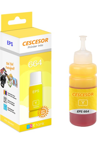 Cescesor Epson 664 Sarı Muadil Mürekkep - 70 ml - Cescesor