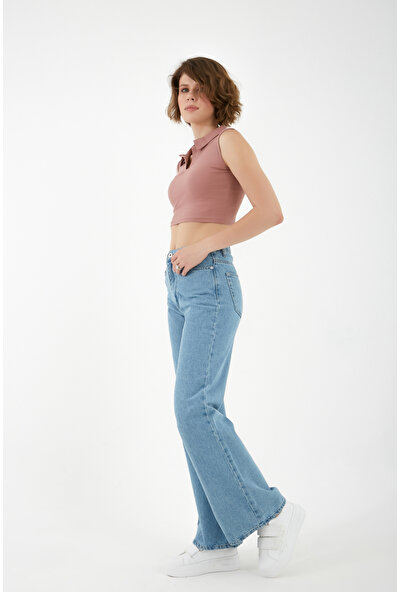 Açelya Kadın Normal Bel Wide Leg Denim Jean