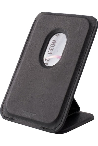 Buff iPhone Walletmag Stand Deri Cüzdan Black
