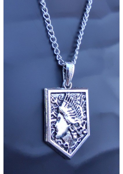 Antik Gümüş Kaplama Çift Taraflı Anime Attack On Titan Acrylic Maria Erkek Kolye