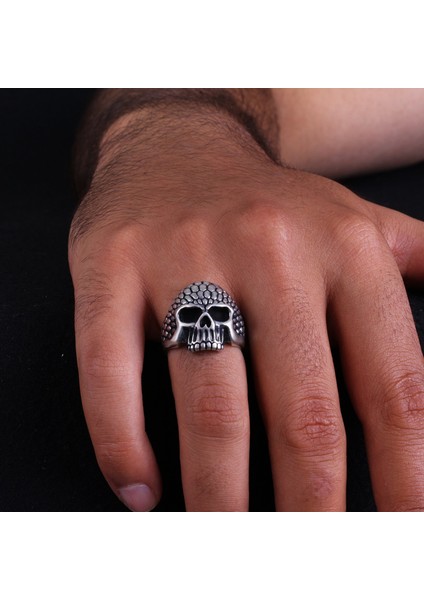 Kuru Kafa Motifi Işlemeli 925 Ayar Gümüş Yüzük modelleri
