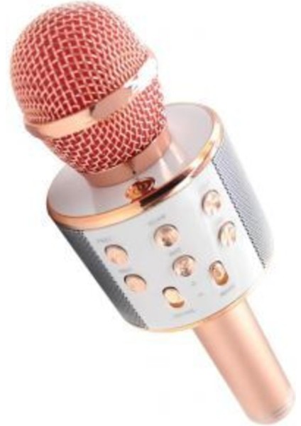 Kareoke Mikrofon Bluetoothlu Sd ve USB Bellek Rose Gold