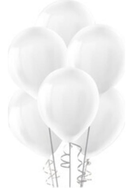 Pastel Balon Beyaz Dekor Balonu 10 Adet Beyaz