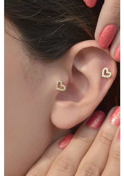 Sacce Scarves&Accessories Gold Kalp Piercing Tragus Helix Kıkırdak