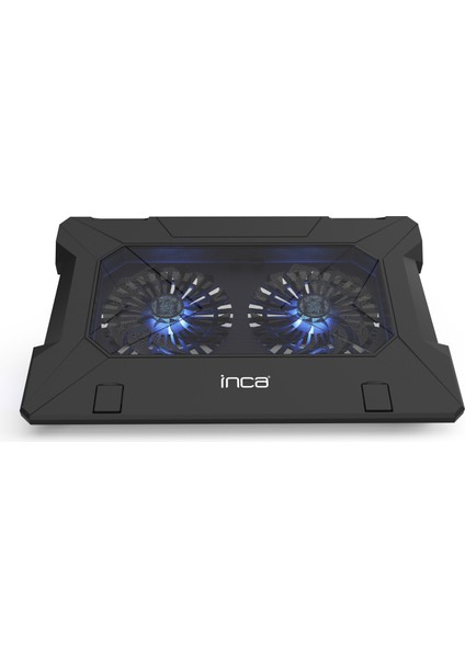 INC-321 RX Ergonomik Çift Fan+ Stand+ With Rubber Sessiz Siyah  Notebook Soğutucu